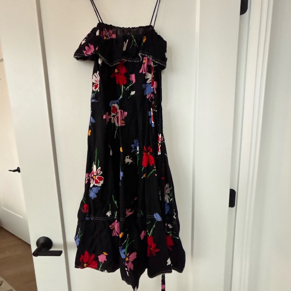 Flowy Black Graphic Floral Dress